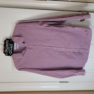 Nick Graham Dress Shirt XL Red Purple White Check Long Sleeve